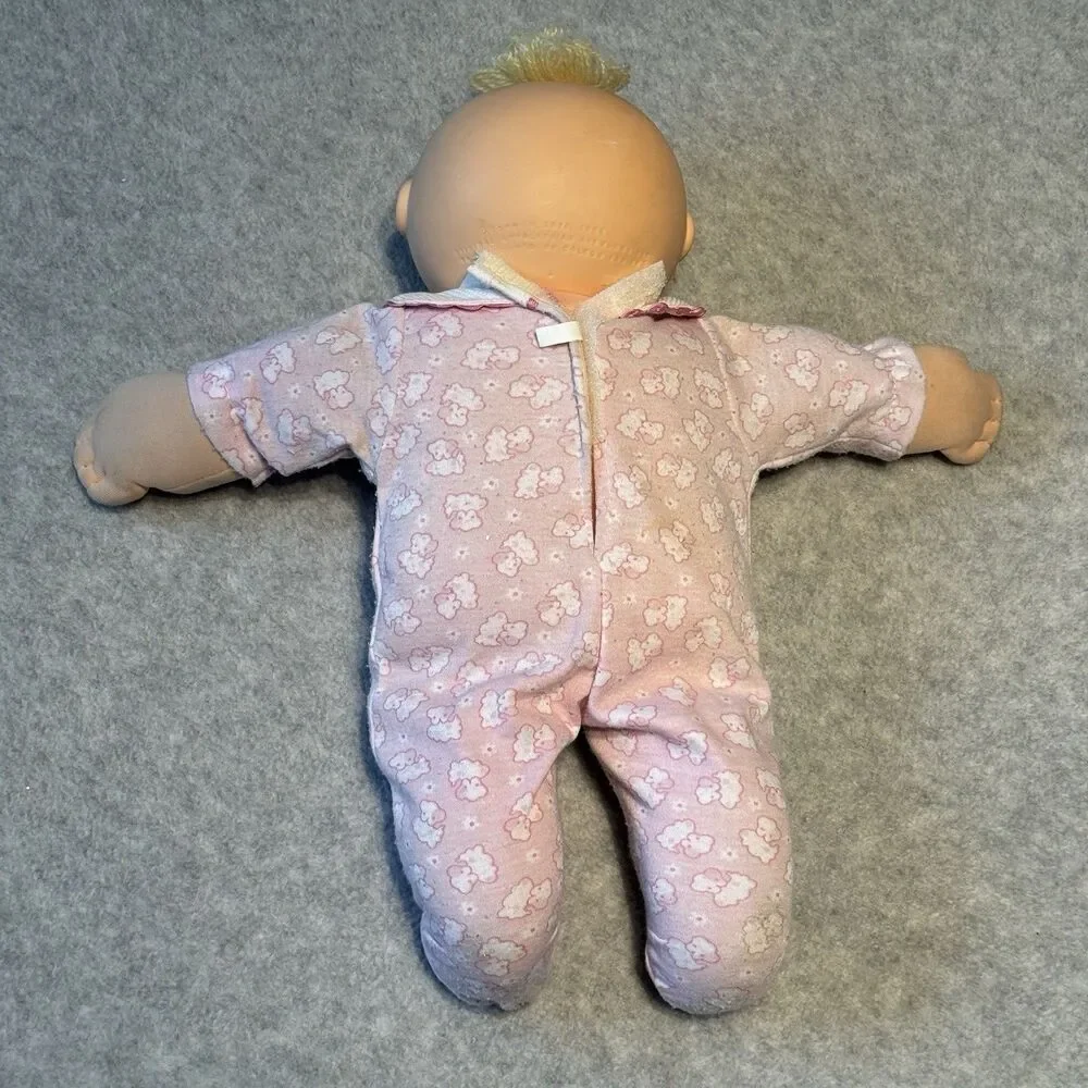 1982 Coleco Cabbage Patch Kids Doll Blonde Tuft Hair Blue Eyes w/ Pink Outfit